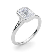 Timeless Solitaire Ec Bezel Set Emerald Diamond Engagement Ring in 10K/14K gold and platinum with certified lab-grown or natural diamonds