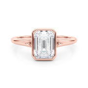 Timeless Solitaire Ec Bezel Set Emerald Diamond Engagement Ring in 10K/14K gold and platinum with certified lab-grown or natural diamonds