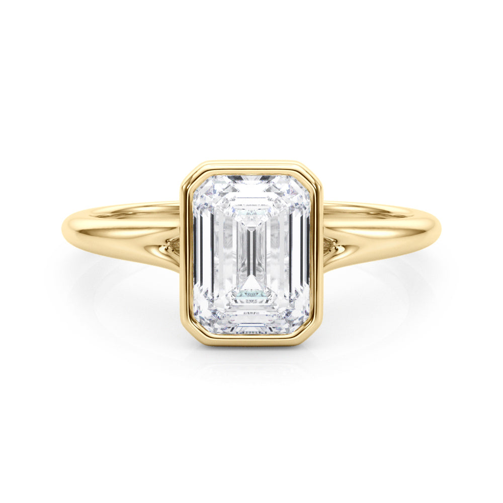 Timeless Solitaire Ec Bezel Set Emerald Diamond Engagement Ring in 10K/14K gold and platinum with certified lab-grown or natural diamonds