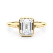 Timeless Solitaire Ec Bezel Set Emerald Diamond Engagement Ring in 10K/14K gold and platinum with certified lab-grown or natural diamonds