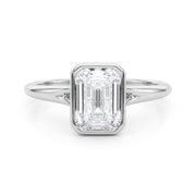 Timeless Solitaire Ec Bezel Set Emerald Diamond Engagement Ring in 10K/14K gold and platinum with certified lab-grown or natural diamonds