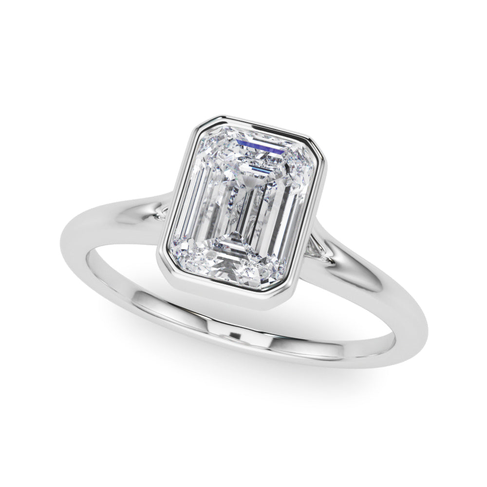 Timeless Solitaire Ec Bezel Set Emerald Diamond Engagement Ring in 10K/14K gold and platinum with certified lab-grown or natural diamonds