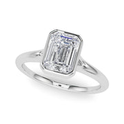 Timeless Solitaire Ec Bezel Set Emerald Diamond Engagement Ring in 10K/14K gold and platinum with certified lab-grown or natural diamonds