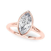 Elegant Solitaire Mq Bezel Set Marquise Diamond Engagement Ring in 10K/14K gold and platinum with certified lab-grown or natural diamonds