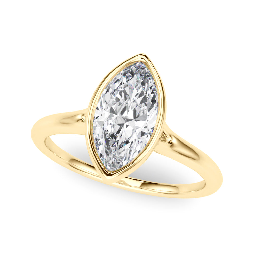 Elegant Solitaire Mq Bezel Set Marquise Diamond Engagement Ring in 10K/14K gold and platinum with certified lab-grown or natural diamonds