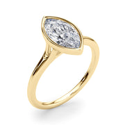 Elegant Solitaire Mq Bezel Set Marquise Diamond Engagement Ring in 10K/14K gold and platinum with certified lab-grown or natural diamonds