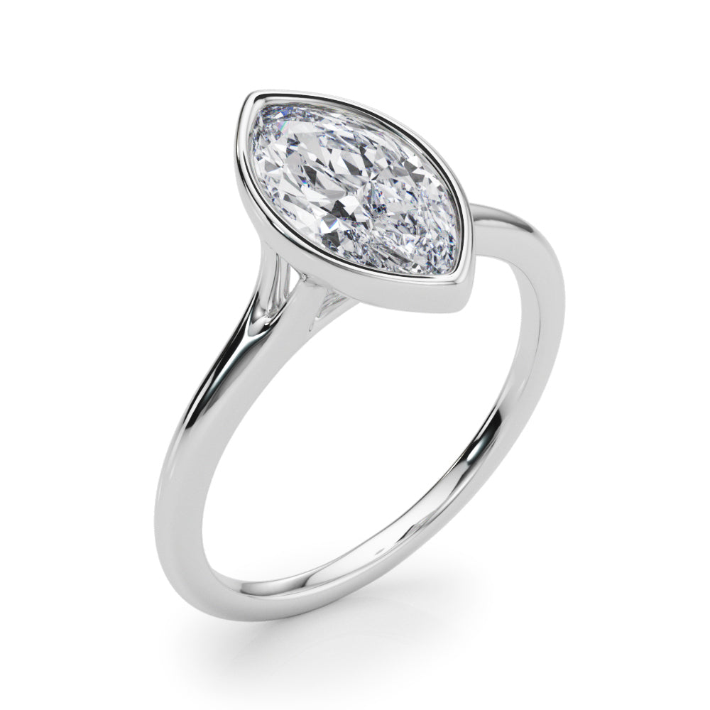 Elegant Solitaire Mq Bezel Set Marquise Diamond Engagement Ring in 10K/14K gold and platinum with certified lab-grown or natural diamonds