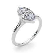 Elegant Solitaire Mq Bezel Set Marquise Diamond Engagement Ring in 10K/14K gold and platinum with certified lab-grown or natural diamonds