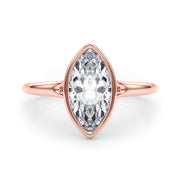 Elegant Solitaire Mq Bezel Set Marquise Diamond Engagement Ring in 10K/14K gold and platinum with certified lab-grown or natural diamonds