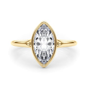 Elegant Solitaire Mq Bezel Set Marquise Diamond Engagement Ring in 10K/14K gold and platinum with certified lab-grown or natural diamonds