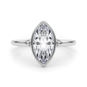 Elegant Solitaire Mq Bezel Set Marquise Diamond Engagement Ring in 10K/14K gold and platinum with certified lab-grown or natural diamonds
