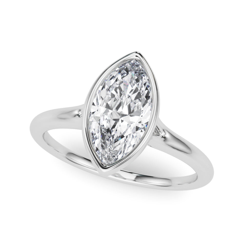 Elegant Solitaire Mq Bezel Set Marquise Diamond Engagement Ring in 10K/14K gold and platinum with certified lab-grown or natural diamonds