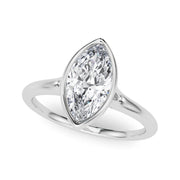 Elegant Solitaire Mq Bezel Set Marquise Diamond Engagement Ring in 10K/14K gold and platinum with certified lab-grown or natural diamonds