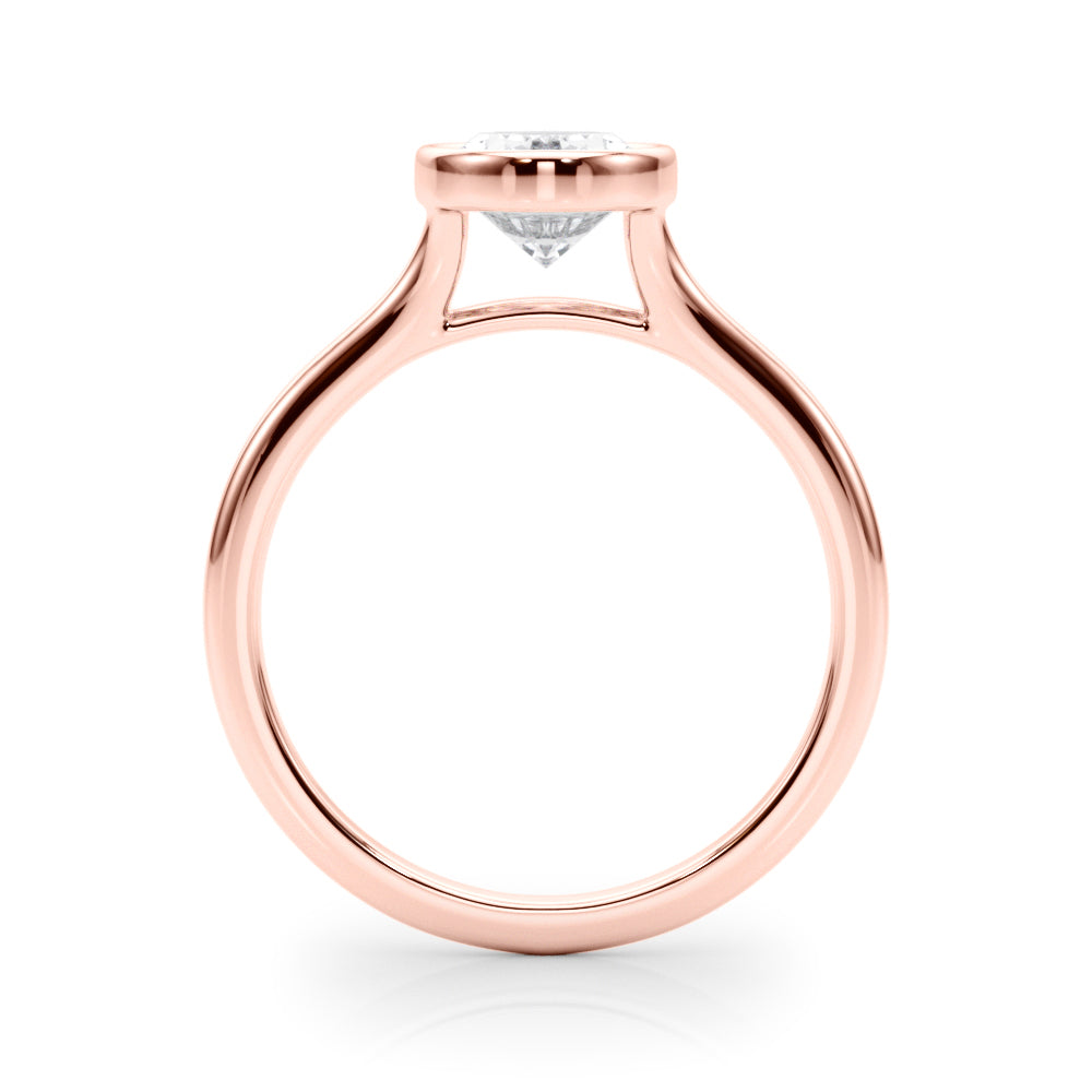 Vintage-Inspired Solitaire Oval Bezel Set Oval Diamond Engagement Ring in 10K/14K gold and platinum with certified lab-grown or natural diamonds