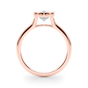 Vintage-Inspired Solitaire Oval Bezel Set Oval Diamond Engagement Ring in 10K/14K gold and platinum with certified lab-grown or natural diamonds