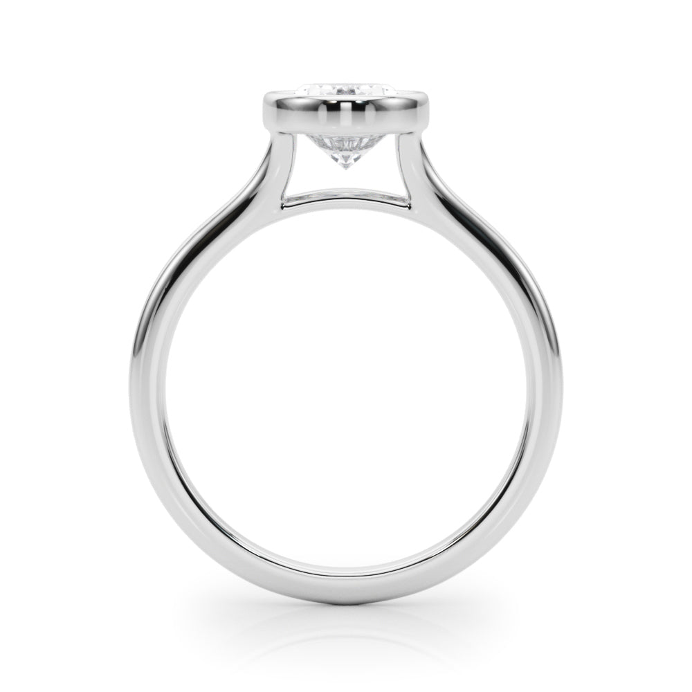Vintage-Inspired Solitaire Oval Bezel Set Oval Diamond Engagement Ring in 10K/14K gold and platinum with certified lab-grown or natural diamonds