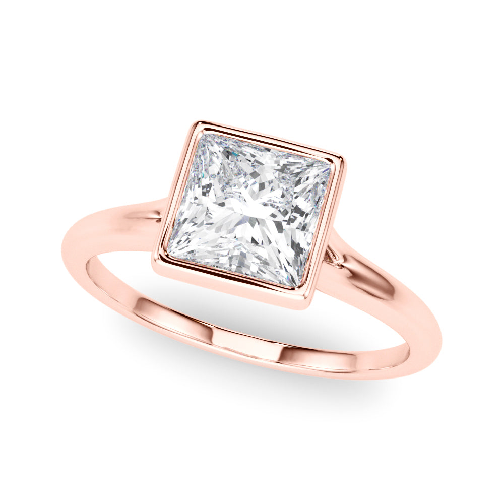 Heirloom Solitaire Pc Bezel Set Princess Diamond Engagement Ring in 10K/14K gold and platinum with certified lab-grown or natural diamonds