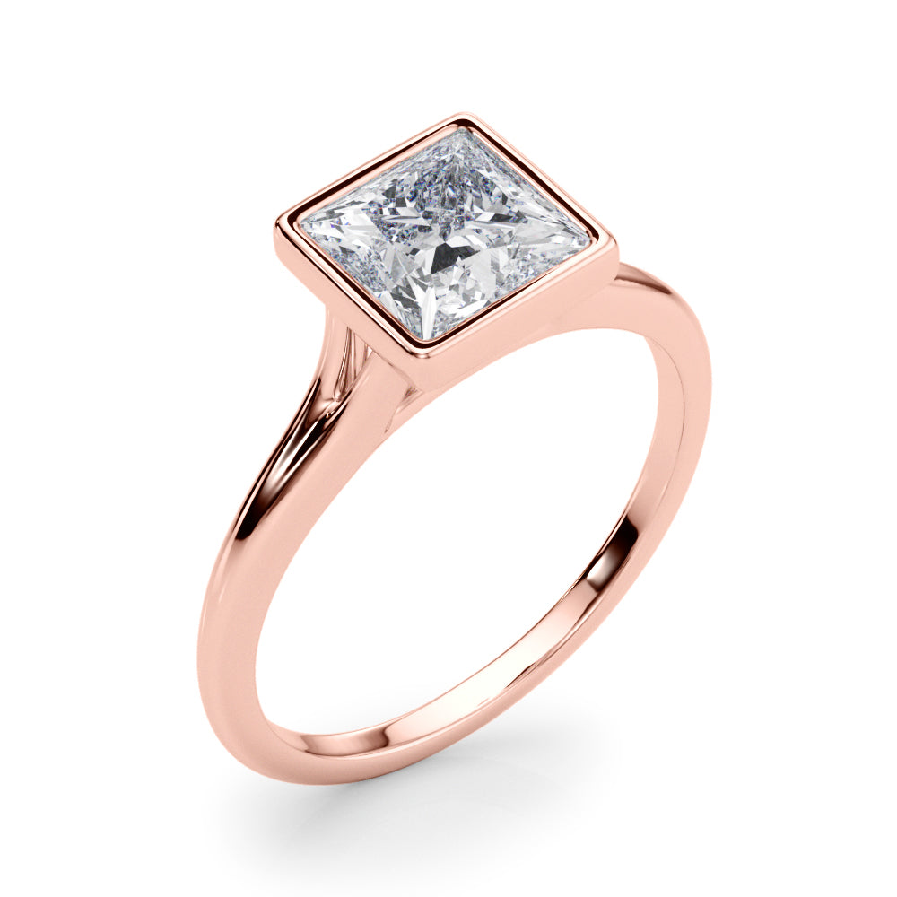 Heirloom Solitaire Pc Bezel Set Princess Diamond Engagement Ring in 10K/14K gold and platinum with certified lab-grown or natural diamonds