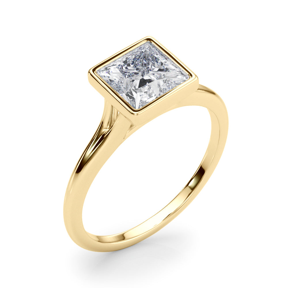Heirloom Solitaire Pc Bezel Set Princess Diamond Engagement Ring in 10K/14K gold and platinum with certified lab-grown or natural diamonds