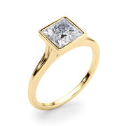 Heirloom Solitaire Pc Bezel Set Princess Diamond Engagement Ring in 10K/14K gold and platinum with certified lab-grown or natural diamonds