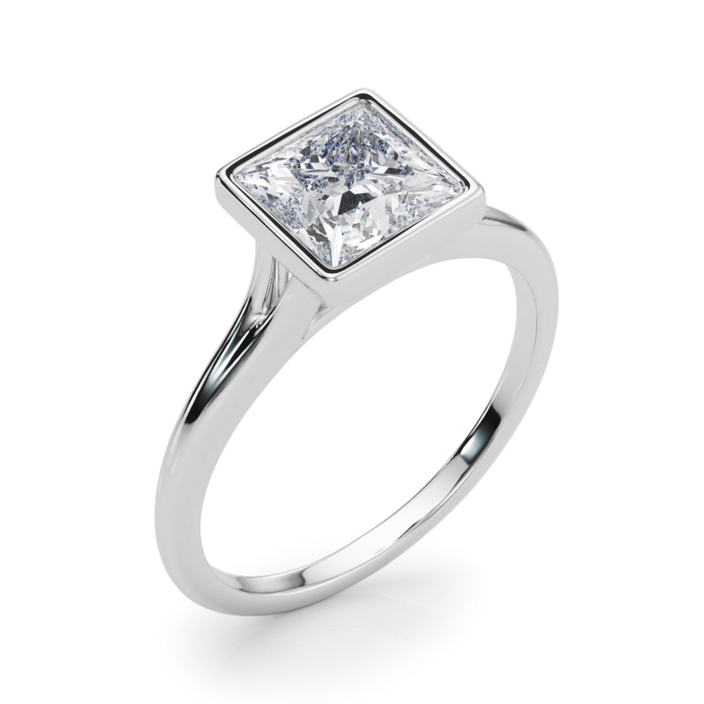 Heirloom Solitaire Pc Bezel Set Princess Diamond Engagement Ring in 10K/14K gold and platinum with certified lab-grown or natural diamonds