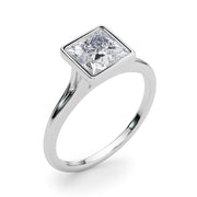 Heirloom Solitaire Pc Bezel Set Princess Diamond Engagement Ring in 10K/14K gold and platinum with certified lab-grown or natural diamonds