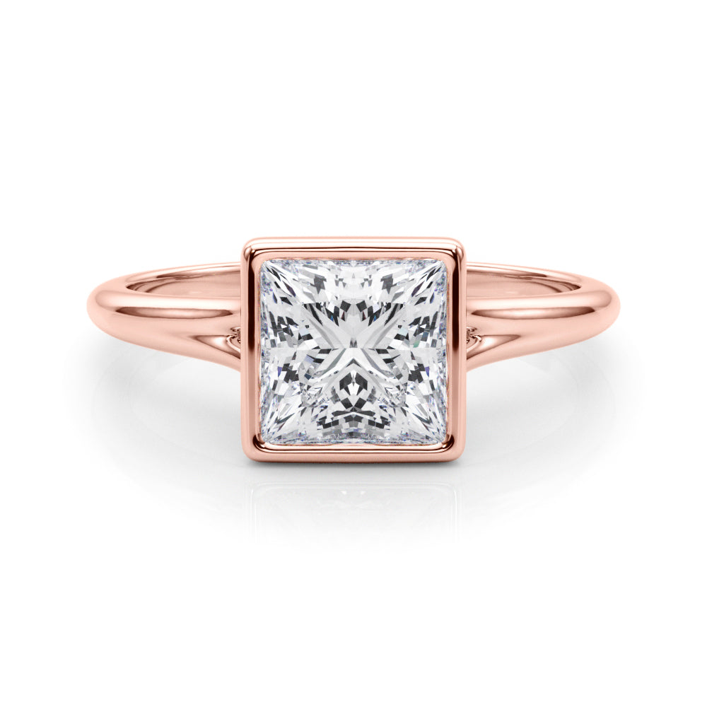 Heirloom Solitaire Pc Bezel Set Princess Diamond Engagement Ring in 10K/14K gold and platinum with certified lab-grown or natural diamonds