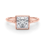 Heirloom Solitaire Pc Bezel Set Princess Diamond Engagement Ring in 10K/14K gold and platinum with certified lab-grown or natural diamonds