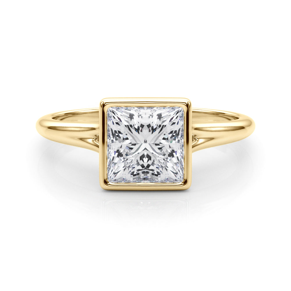 Heirloom Solitaire Pc Bezel Set Princess Diamond Engagement Ring in 10K/14K gold and platinum with certified lab-grown or natural diamonds