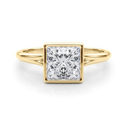 Heirloom Solitaire Pc Bezel Set Princess Diamond Engagement Ring in 10K/14K gold and platinum with certified lab-grown or natural diamonds