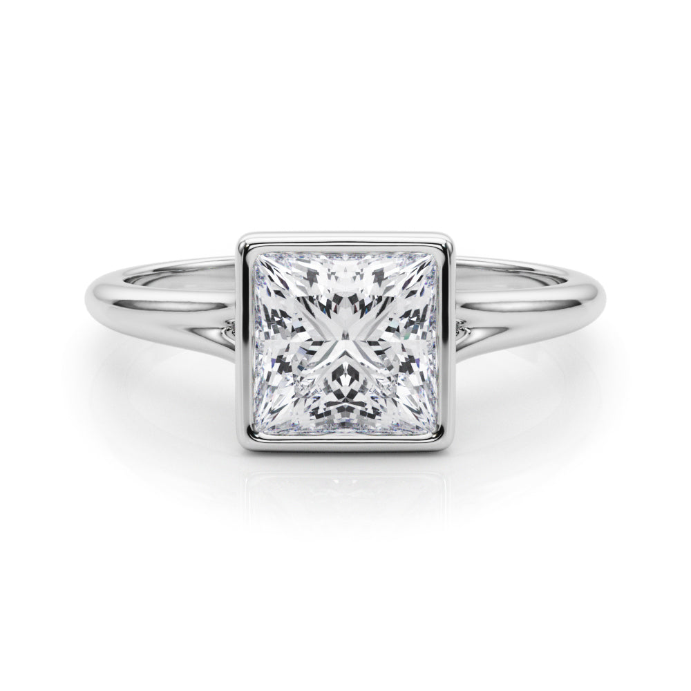 Heirloom Solitaire Pc Bezel Set Princess Diamond Engagement Ring in 10K/14K gold and platinum with certified lab-grown or natural diamonds