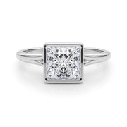 Heirloom Solitaire Pc Bezel Set Princess Diamond Engagement Ring in 10K/14K gold and platinum with certified lab-grown or natural diamonds