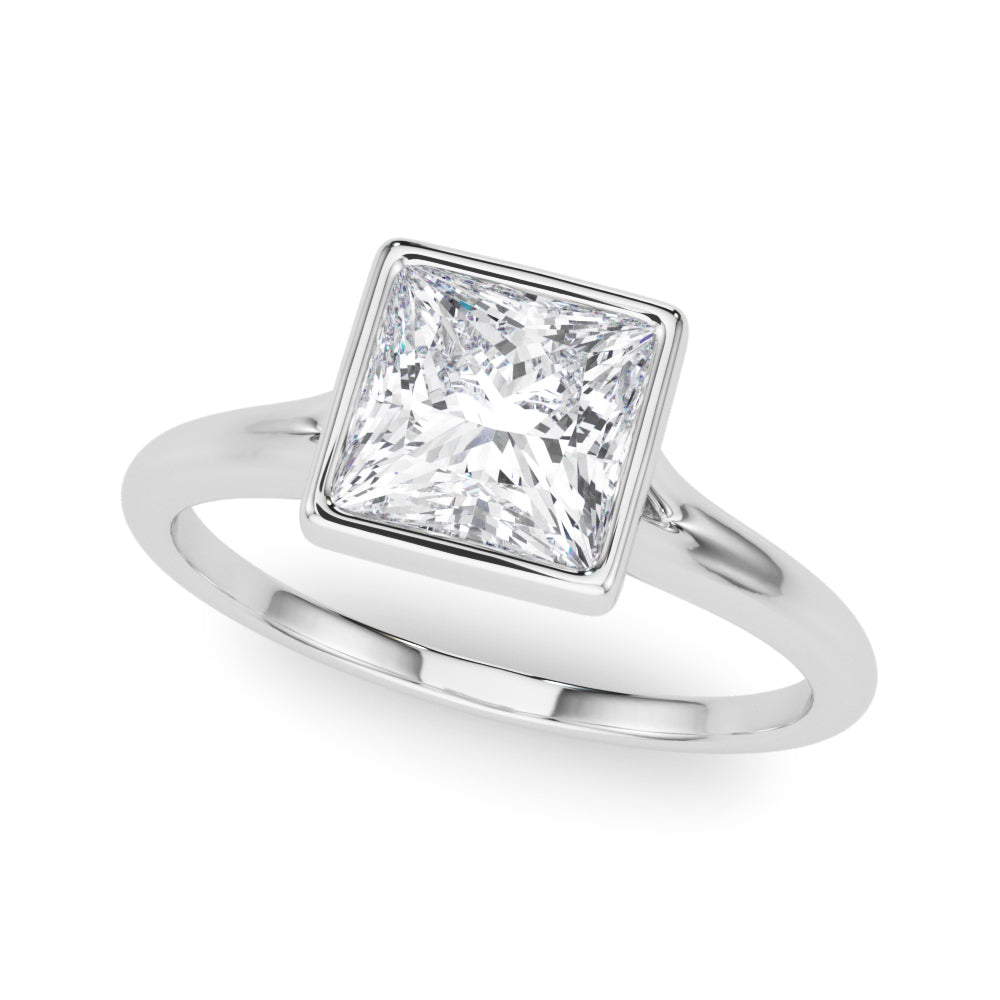 Heirloom Solitaire Pc Bezel Set Princess Diamond Engagement Ring in 10K/14K gold and platinum with certified lab-grown or natural diamonds