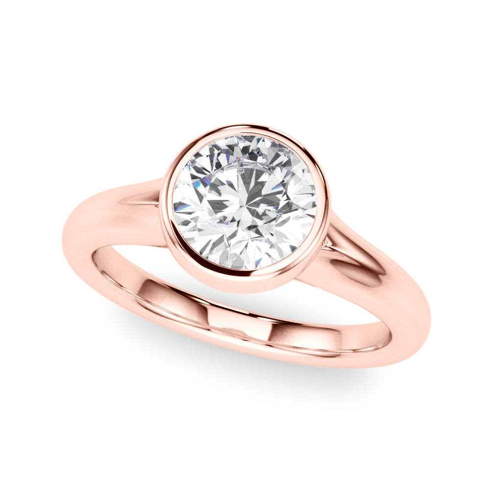 Luxe Solitaire Rd Bezel Set Round Diamond Engagement Ring in 10K/14K gold and platinum with certified lab-grown or natural diamonds