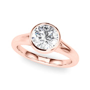 Luxe Solitaire Rd Bezel Set Round Diamond Engagement Ring in 10K/14K gold and platinum with certified lab-grown or natural diamonds