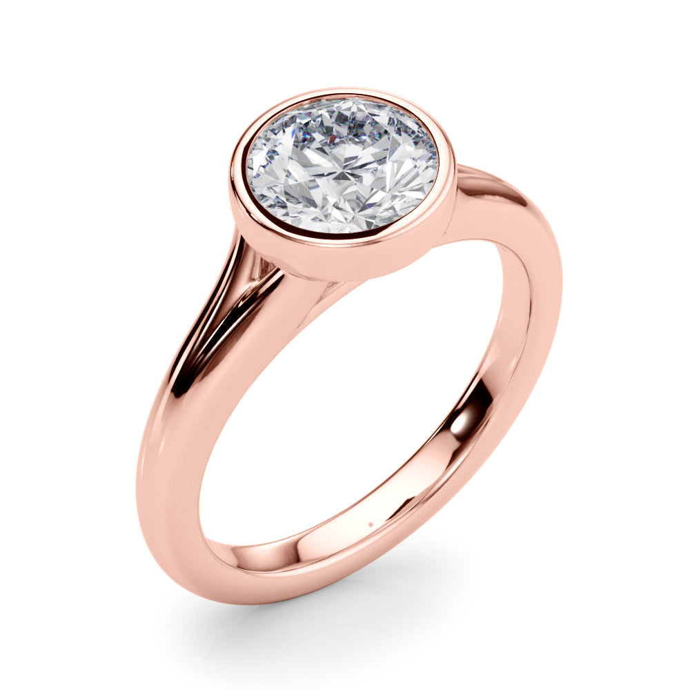 Luxe Solitaire Rd Bezel Set Round Diamond Engagement Ring in 10K/14K gold and platinum with certified lab-grown or natural diamonds