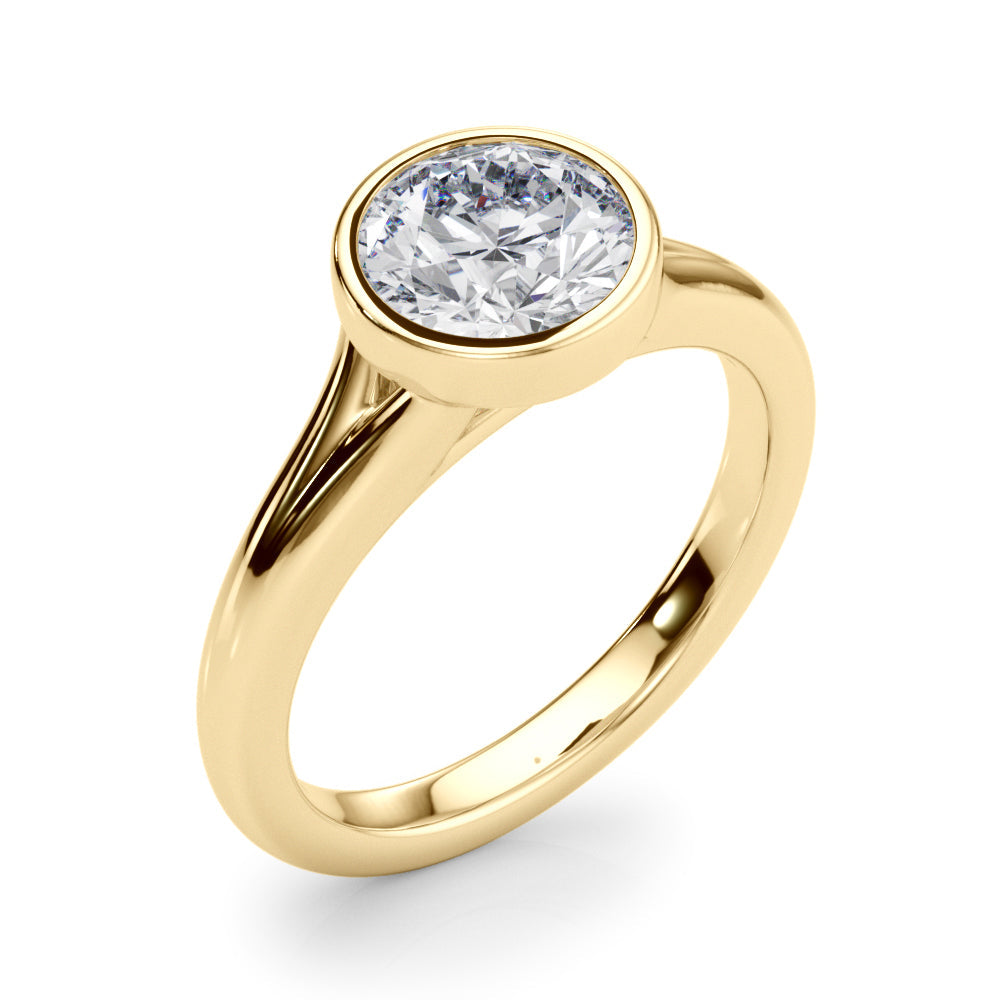 Luxe Solitaire Rd Bezel Set Round Diamond Engagement Ring in 10K/14K gold and platinum with certified lab-grown or natural diamonds