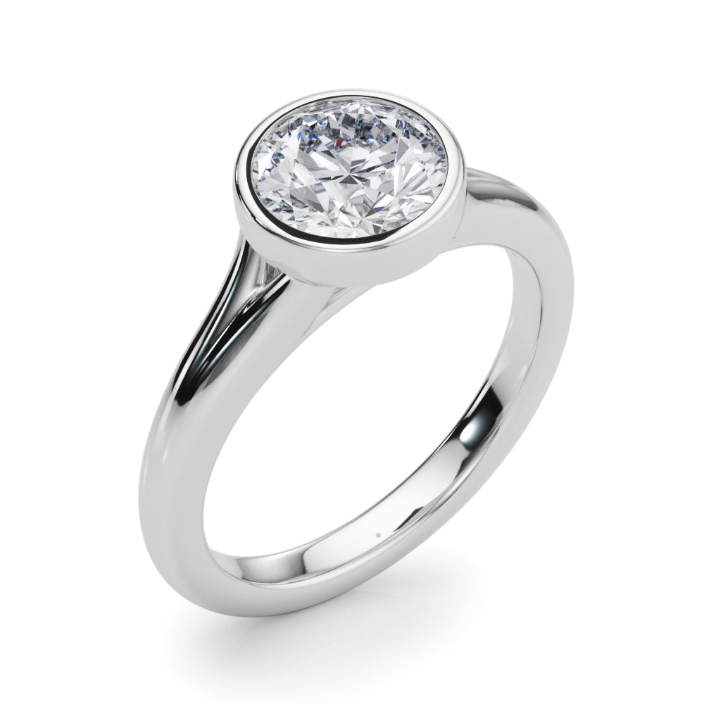 Luxe Solitaire Rd Bezel Set Round Diamond Engagement Ring in 10K/14K gold and platinum with certified lab-grown or natural diamonds