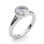 Luxe Solitaire Rd Bezel Set Round Diamond Engagement Ring in 10K/14K gold and platinum with certified lab-grown or natural diamonds