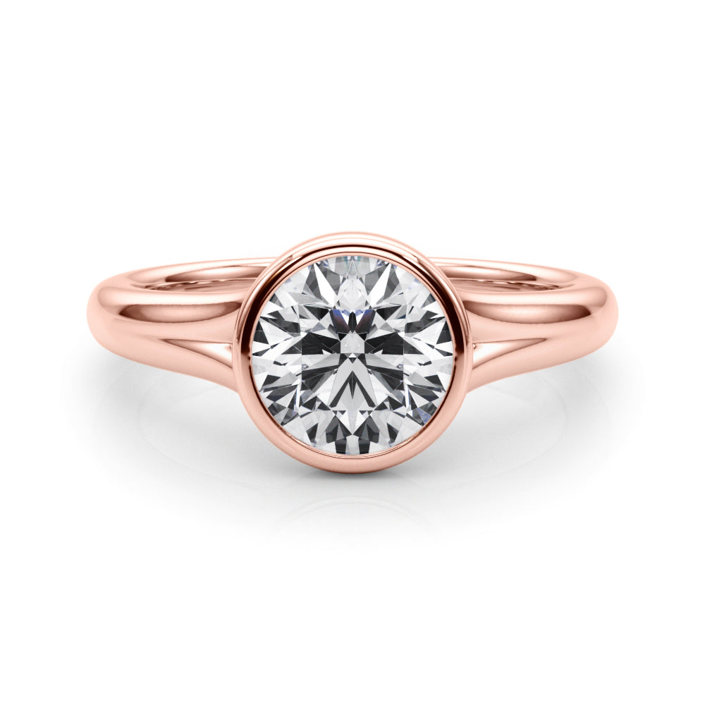 Luxe Solitaire Rd Bezel Set Round Diamond Engagement Ring in 10K/14K gold and platinum with certified lab-grown or natural diamonds