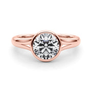 Luxe Solitaire Rd Bezel Set Round Diamond Engagement Ring in 10K/14K gold and platinum with certified lab-grown or natural diamonds