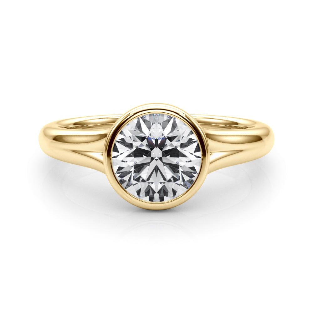 Luxe Solitaire Rd Bezel Set Round Diamond Engagement Ring in 10K/14K gold and platinum with certified lab-grown or natural diamonds