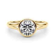 Luxe Solitaire Rd Bezel Set Round Diamond Engagement Ring in 10K/14K gold and platinum with certified lab-grown or natural diamonds