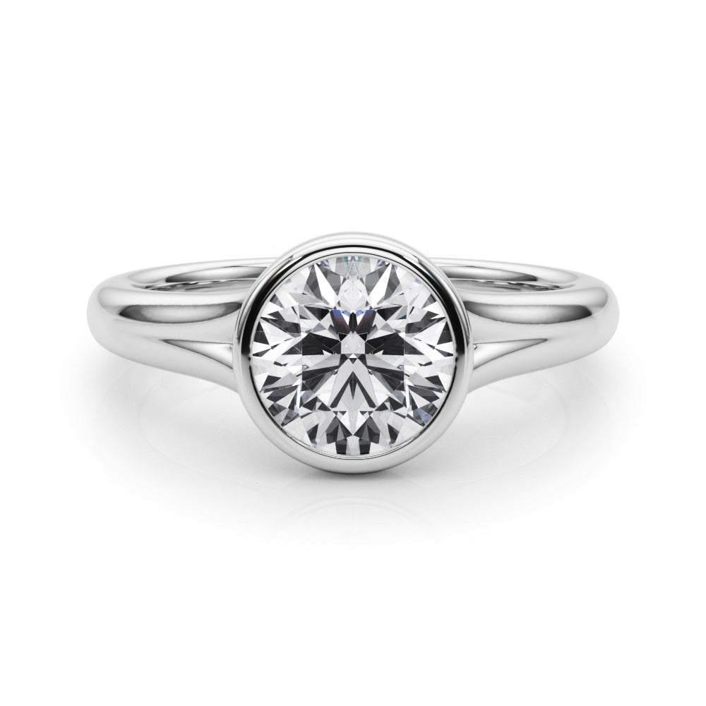 Luxe Solitaire Rd Bezel Set Round Diamond Engagement Ring in 10K/14K gold and platinum with certified lab-grown or natural diamonds