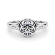 Luxe Solitaire Rd Bezel Set Round Diamond Engagement Ring in 10K/14K gold and platinum with certified lab-grown or natural diamonds