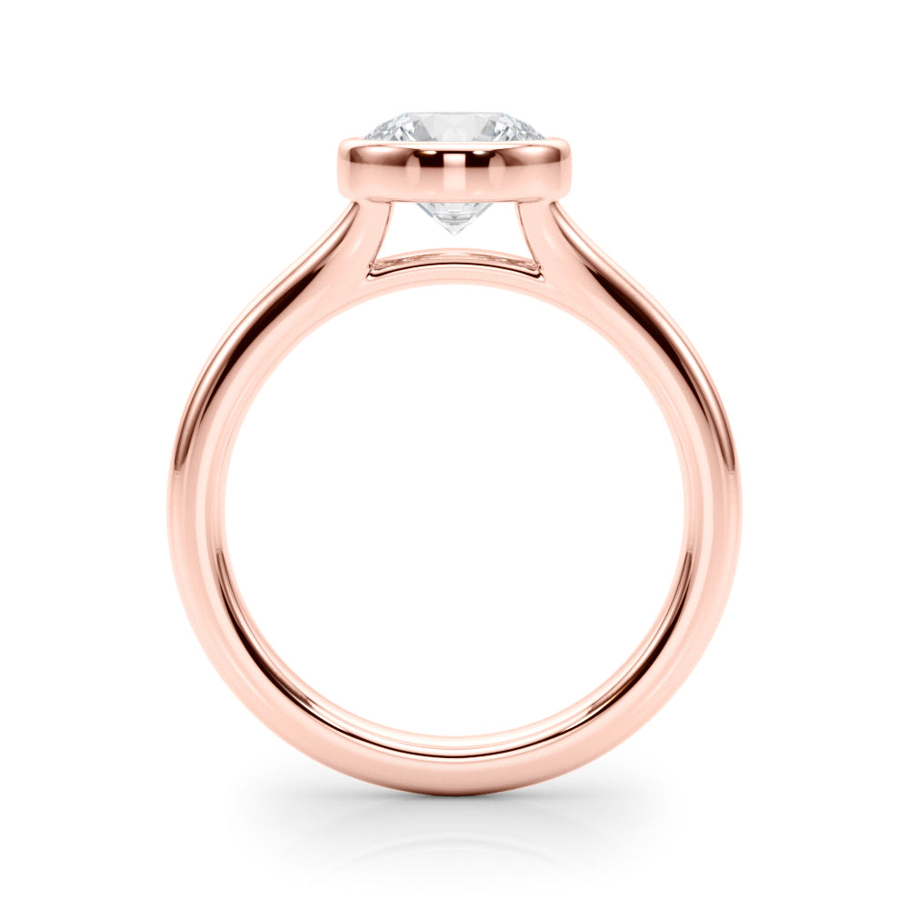 Luxe Solitaire Rd Bezel Set Round Diamond Engagement Ring in 10K/14K gold and platinum with certified lab-grown or natural diamonds