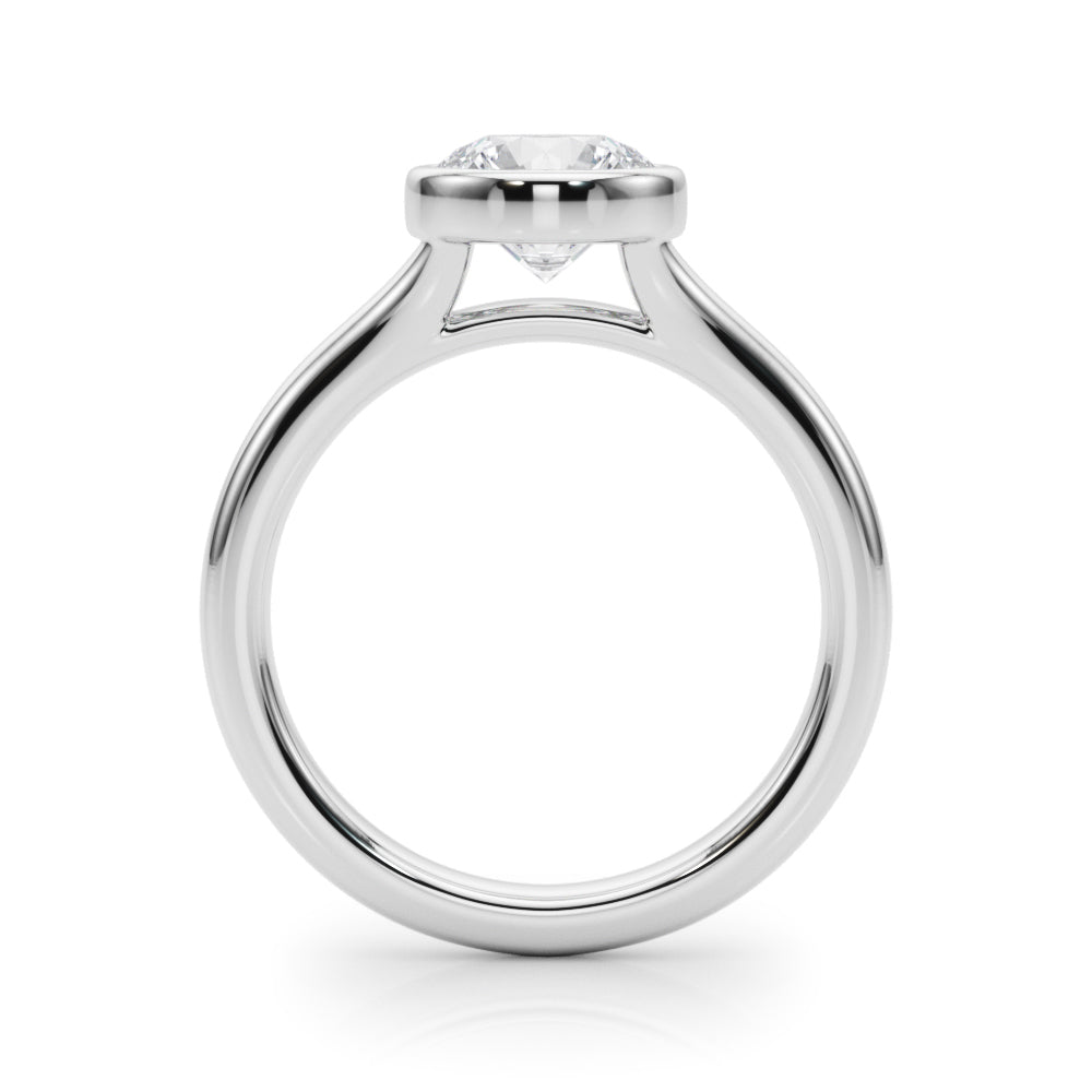 Luxe Solitaire Rd Bezel Set Round Diamond Engagement Ring in 10K/14K gold and platinum with certified lab-grown or natural diamonds