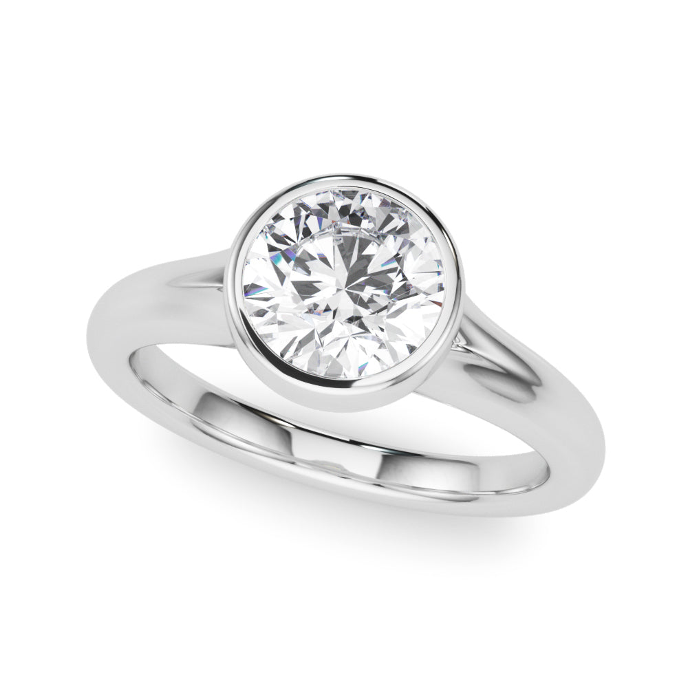 Luxe Solitaire Rd Bezel Set Round Diamond Engagement Ring in 10K/14K gold and platinum with certified lab-grown or natural diamonds