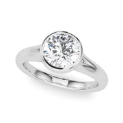 Luxe Solitaire Rd Bezel Set Round Diamond Engagement Ring in 10K/14K gold and platinum with certified lab-grown or natural diamonds