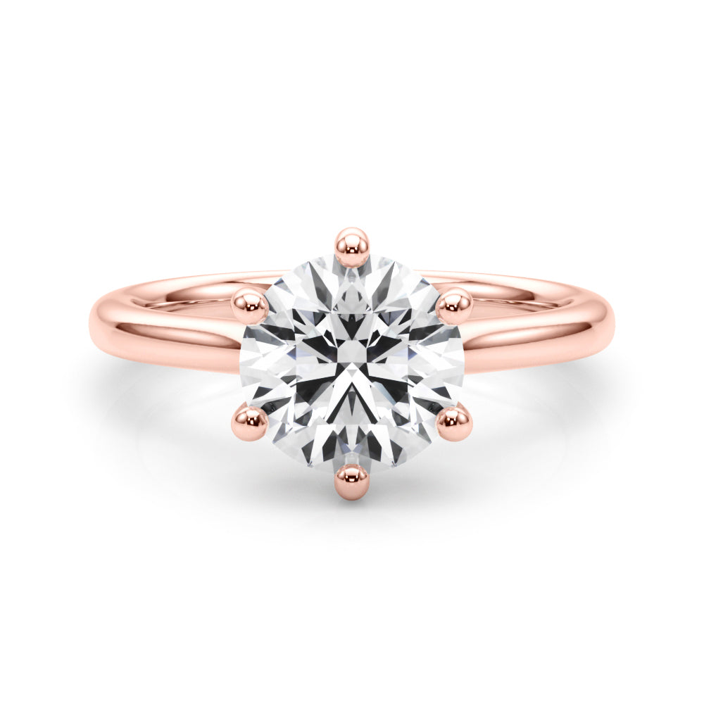 Elegant Rd Solitaire Round Diamond Engagement Ring in 10K/14K gold and platinum with certified lab-grown or natural diamonds